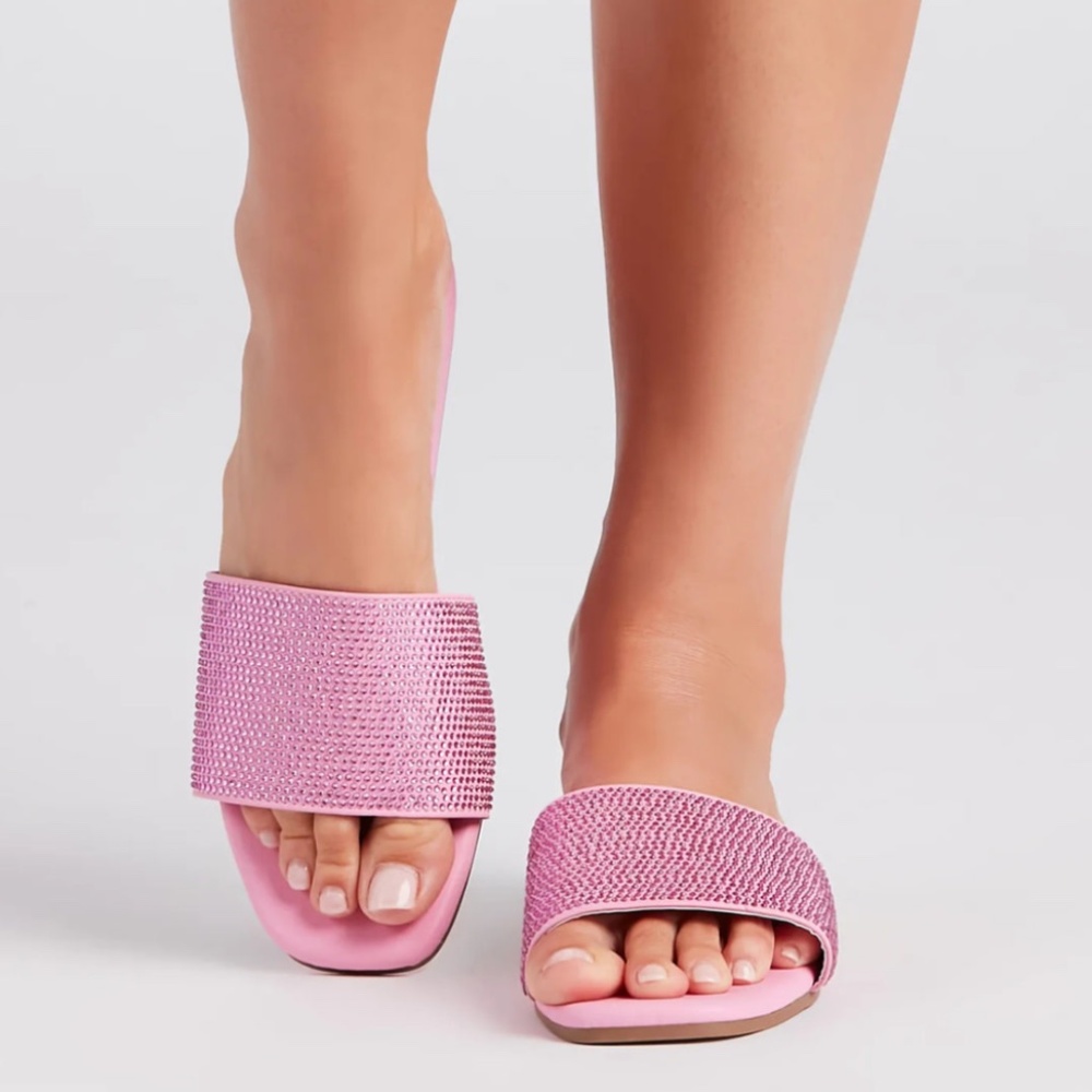 Pink Rhinestone Slides - NWT - Picture 2 of 6